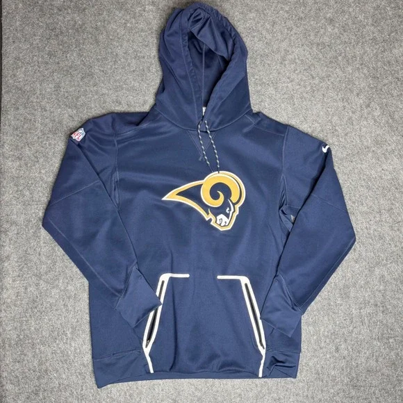 Nike Los‎ Angeles Rams NFL Onfield Apparel Therma-FIT Hoodie Navy Blue Mens XL