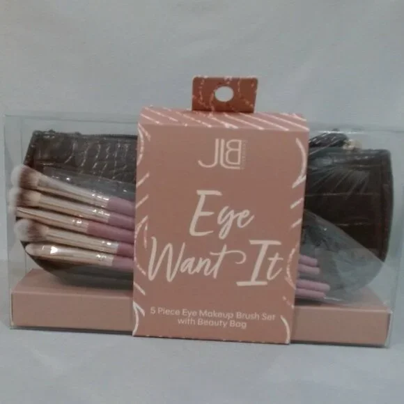 JLB Eye Want It 5-Piece Eye Makeup Brush‎ Set w/ Beauty Bag | NEW