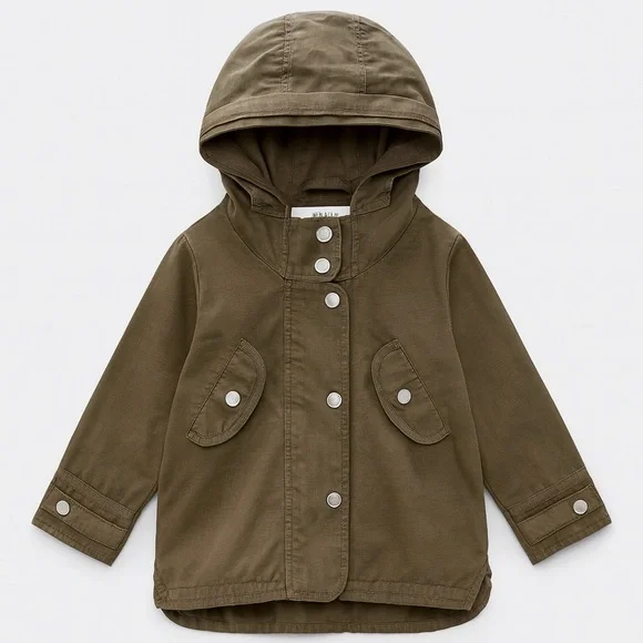 Zara Girls Green Hooded Utility Jacket – Size 3/4