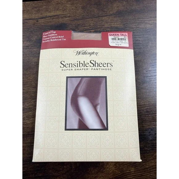 Vintage‎ Worthington Sensible Sheers Super Shaper Pantyhose Queen Tall Sand