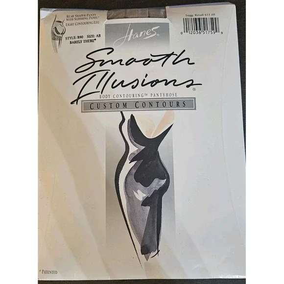 Hanes Smooth Illusions Body Contouring Pantyhose Sz AB Barely There New Vtg 1993