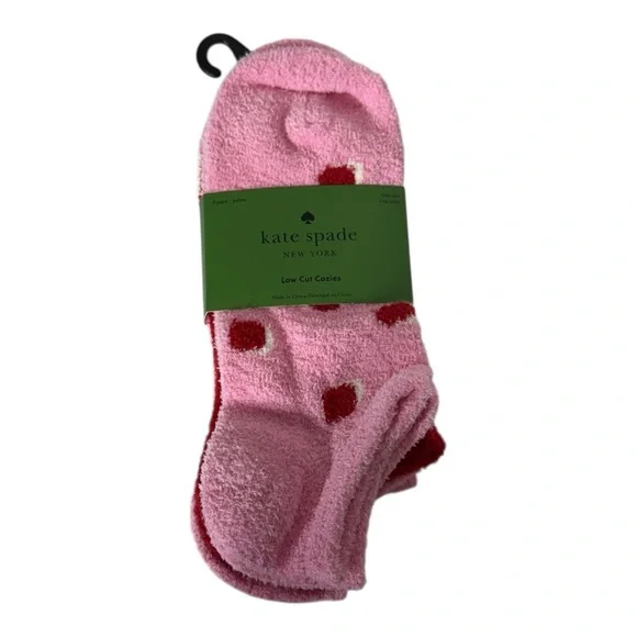 Kate Spade New York Pink & Red Low-Cut Cozy Socks – 3 Pack – NWT
