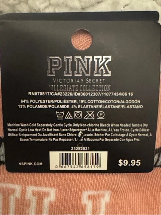 PINK Victoria's Secret Rose Pink Athletic Ankle Socks with Black Trim