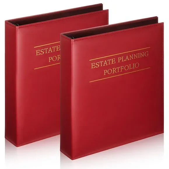Set of 2, Estate Planning Portfolio Binders, PU Leather, 11'' x 11.8'' x 2.4''