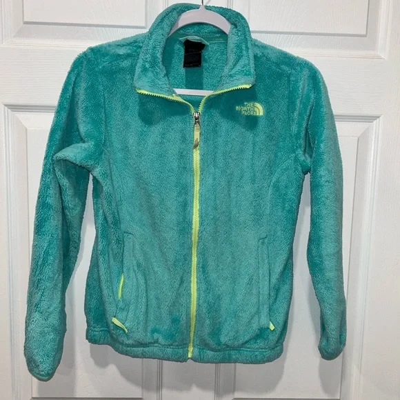 North Face Front Zip 2 Pockets Long Sleeve Fleece Jacket‎ Girls L (14-16) Teal