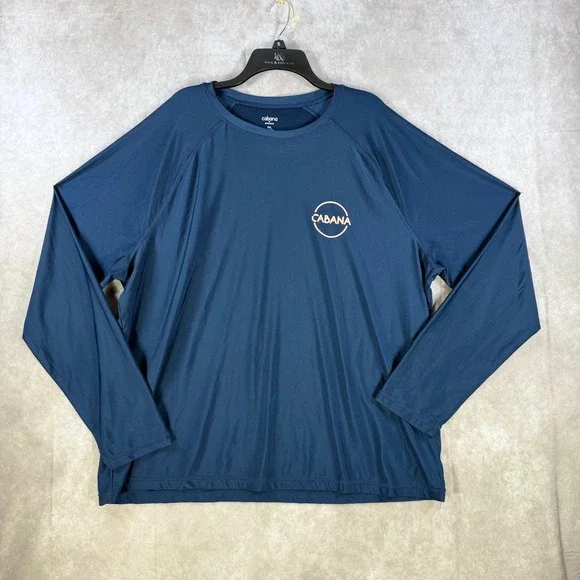 Cabana by Crown‎ & Ivy Rash Guard Men XXL Blue Alcohol You Later Graphic LS Swim