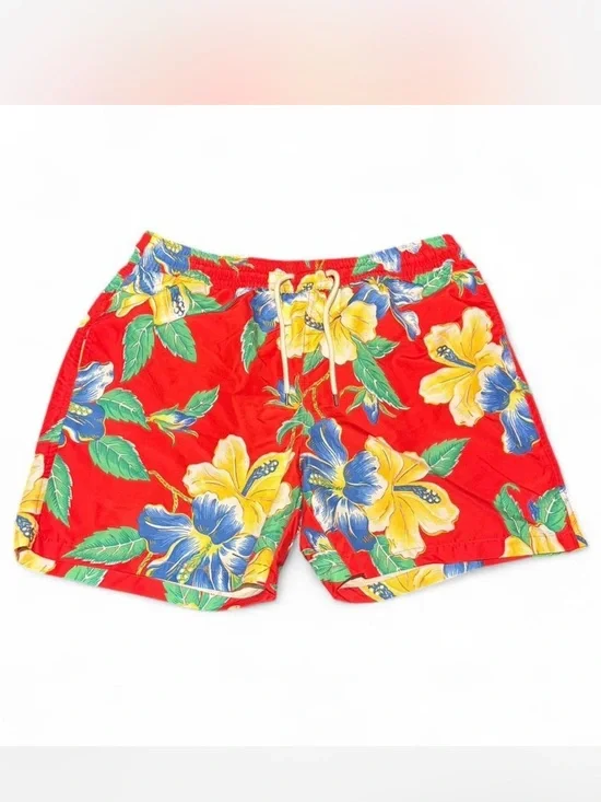 Men's Polo Ralph Lauren Red Floral Swim Trunks