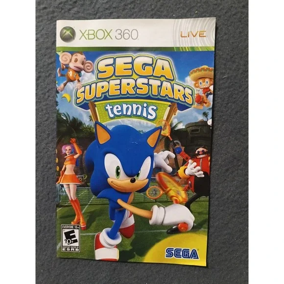 SEGA Superstars Tennis Box Art Xbox 360 Replacement Manual