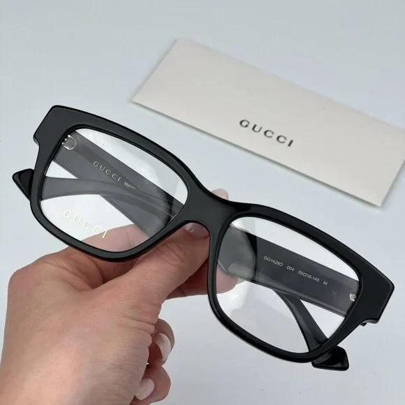 Gucci GG1428O 004 BRAND NEW Eyeglasses Black Square Men