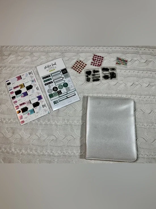 Silver Metallic Planner Cover with Sticker Book #1649