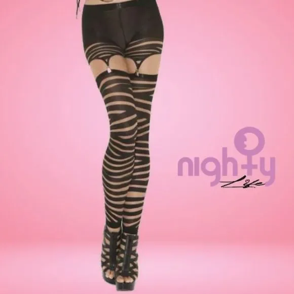 Zebra Leggings With Garter Clip