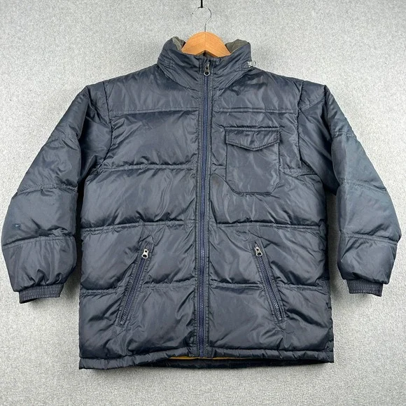 Gap Puffer Jacket Kids L (10) Navy Blue Down Filled Fall Quilted Full Zip