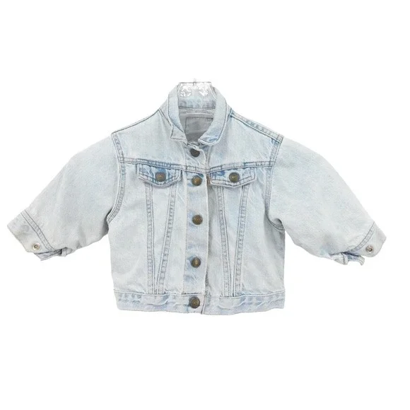 Vintage Levis Baby Girl Denim Jacket Light Wash Distressed Size‎ 18 Months