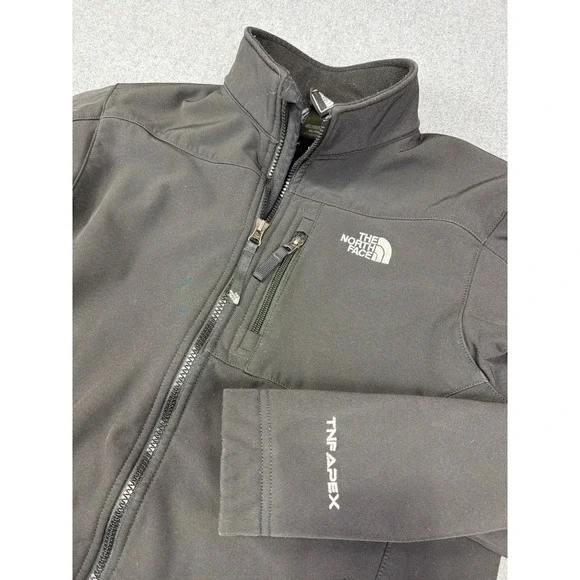 The North Face TNF Apex Jacket Boys XL Black Soft Shell Coat Fleece Lined Pocket