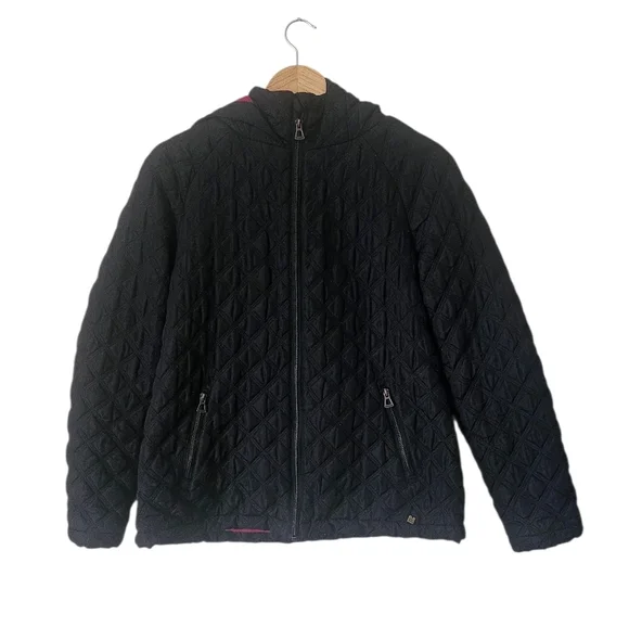 Kangol Girls Quilted Hooded Jacket, Black Size 12