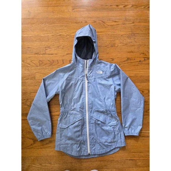 The North Face Jacket Girls XL Blue DryVent Hooded Sophie Rain Parka Pockets