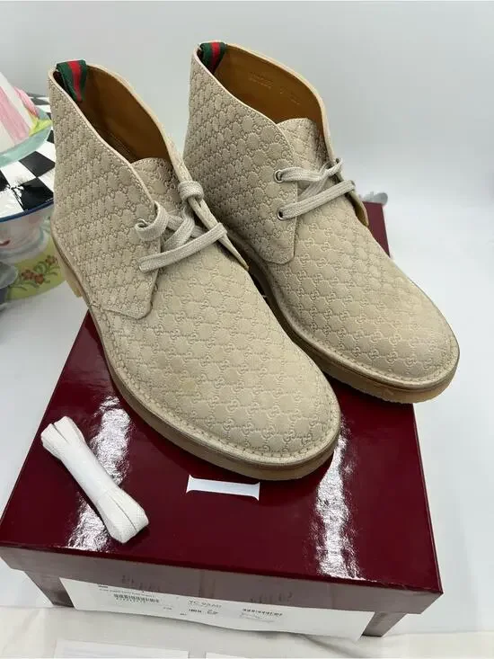Men's Gucci GG monogram desert boots size 9 fits 9.5 US made in Italy