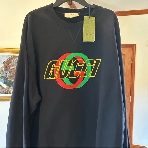 Men’s Gucci in interlocking G jersey, cotton logo sweatshirt size XXL made Italy