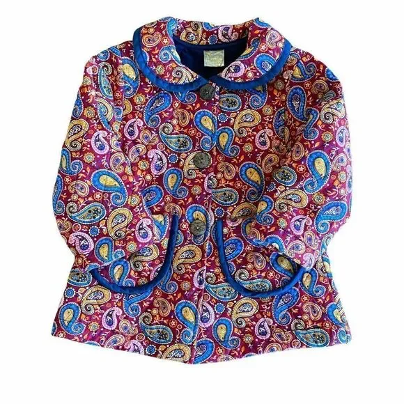 Maria Elena Quilted‎ Jacket Paisley Colorful Pockets Size 3T