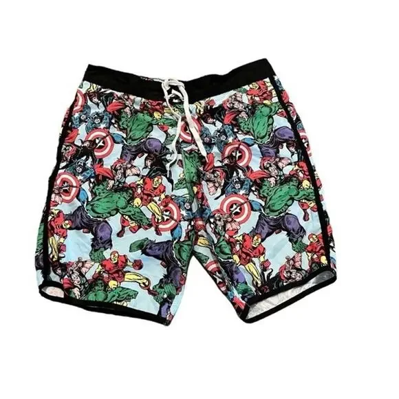 Marvel Avenger Super Heroes Swim Trunks Board Shorts Men’s Size Small Surf Beach
