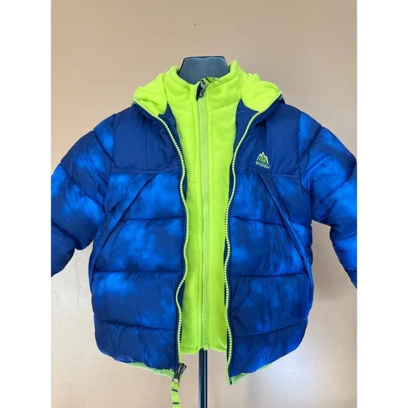 Snozu Toddler Boys 4T 3-in-1 Winter Jacket Blue Puffer Fleece Liner Hooded