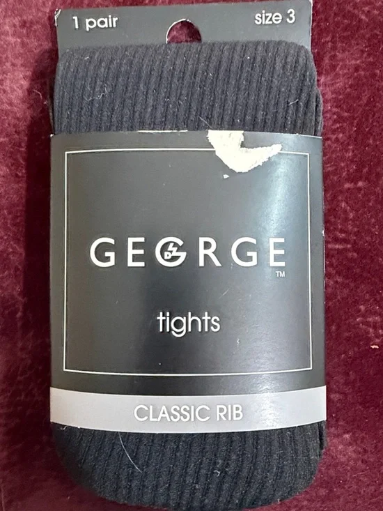 George Black Classic Rib Tights NEW Size 3 Control Top