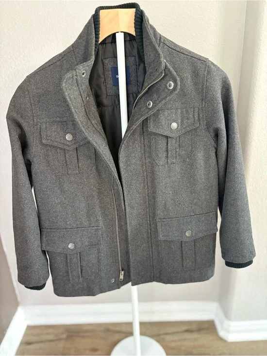GAP Gray Boys' Pea Coat with Snap Pockets