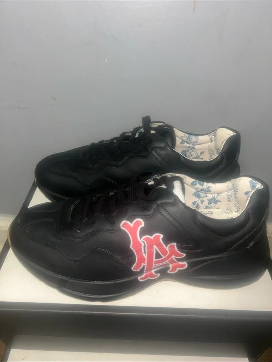Gucci Black Sneakers with Red Logo Accent