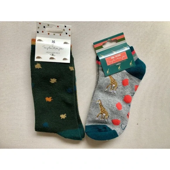 New Sophie Allport set of 2 Hedgehog &‎ Giraffe Sock Set