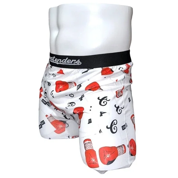 Contenders Mens XL Boxing Glove Dont Quit Boxer Briefs White Red Performance New