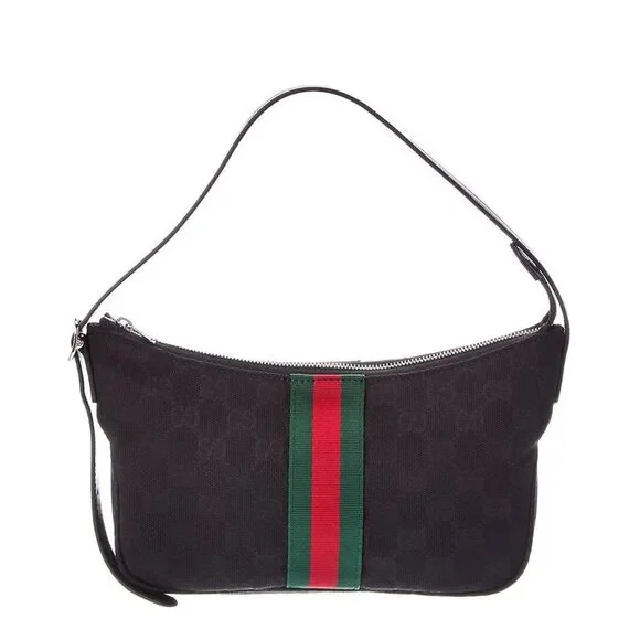 Gucci Canvas Shoulder Bag, Black