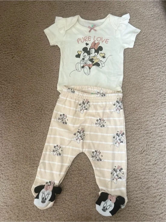 Disney Baby Minnie Mouse Footed Pants Set 6-9 Months NWOT