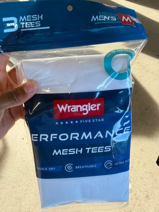 Wrangler White Men's Mesh tees - Breathable Performance 3pk