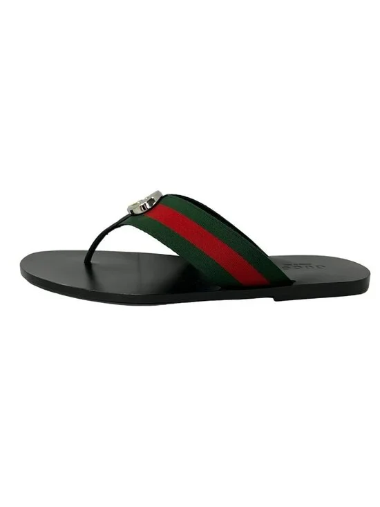 Gucci Sandals 9.5 Black Green Red Leather