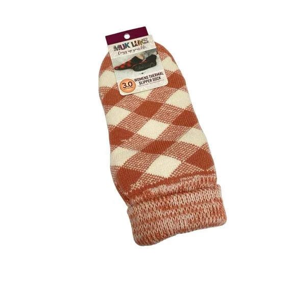 MUK LUKS Thermal Slipper Socks Woman’s 3.0 TOG Rating Size 6-10 Shoe PINK CHECK
