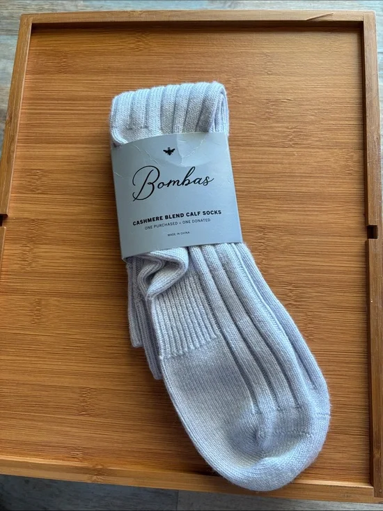 Bombas Unisex Cashmere Blend Calf Socks - Light Blue