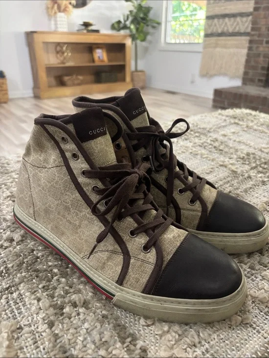 Gucci Men's California Canvas High Top Sneakers Size 10