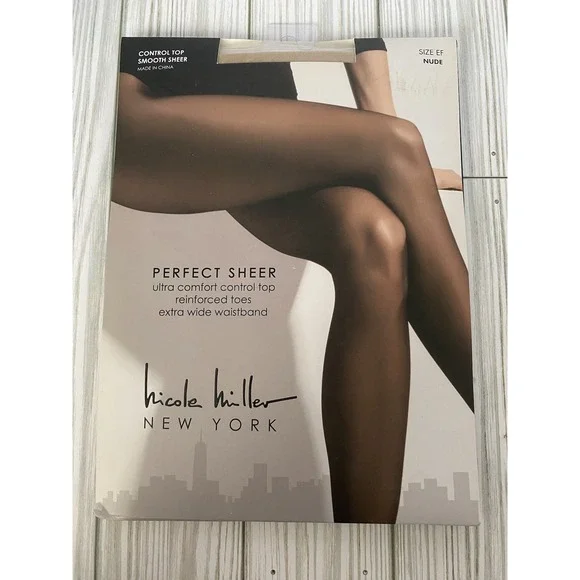 Nicole Miller New York Perfect Sheer Pantyhose Control Top NIP Size EF Nude‎