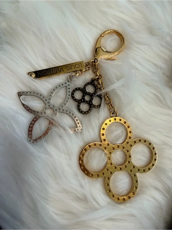 Louis Vuitton Gold & Silver Monogram Floral Key Charm