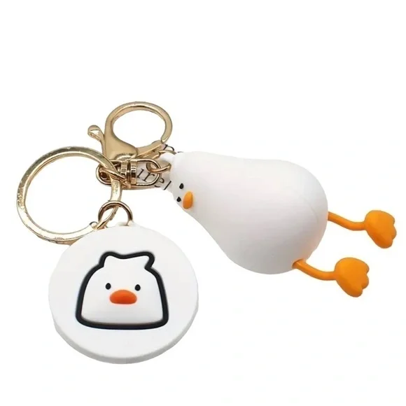 Large White Lying Flat Duck Keychain/Bag Charm