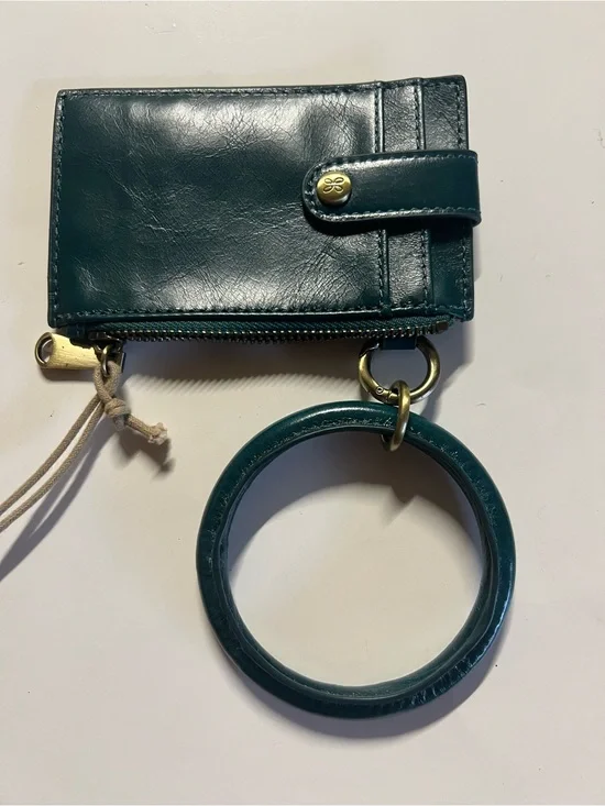HOBO Teal Leather Wristlet Card Case with Bangle Ring