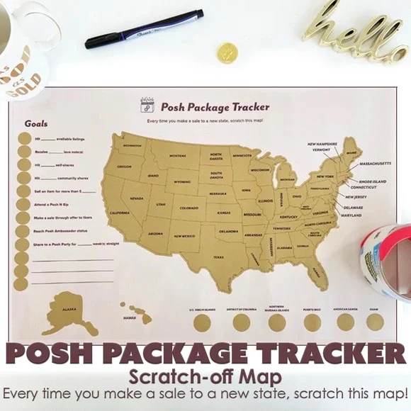 POSH PACKAGE TRACKER Scratch-off Map