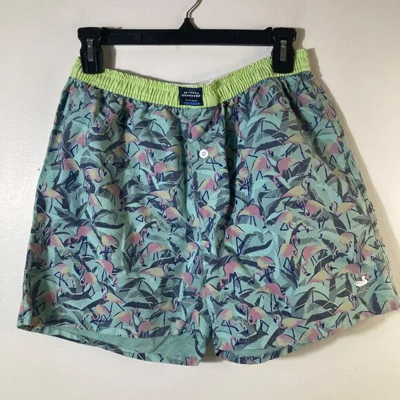 Mens Southern Marsh‎ Hanover Boxer Pink Flamingos Green S Cotton
