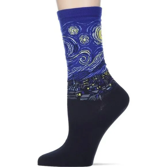 Hot‎ Sox Vincent Van Gogh Starry Night Painting Artist Series Crew Socks Adult