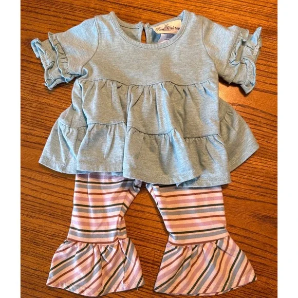 Rare Editions‎ Outfit 6-9M Ruffle Top Bell Bottom Pants
