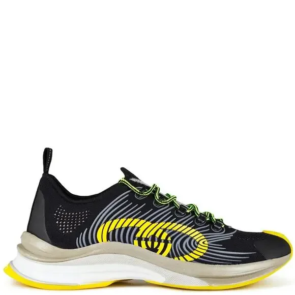 GUCCI Men GG RUN Sneakers Athletic Low Top 680938 Black Yellow 11 | US 11.5 NEW
