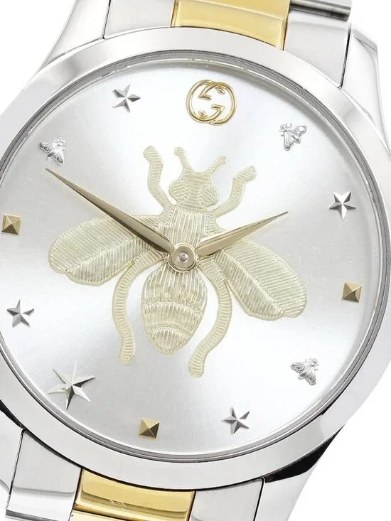 GUCCI G timeless bee 126.4/YA1264131 Silver / Gold Dial Quartz Boy's