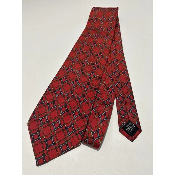 Vtg Paolo Gucci Silk Tie Made In Italy 60x3.75 Red Gold