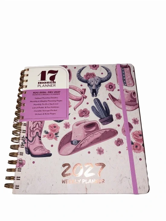 17-Month Pink Cowgirl Planner | Western Design | Weekly & Monthly Agenda