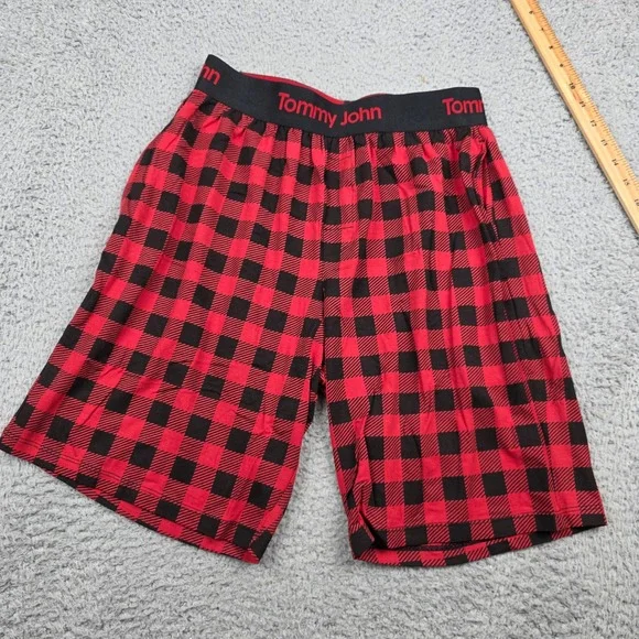 Tommy John Mens Sleep Short Red Black Buffalo Plaid‎ Checkered Modal Size S NWT